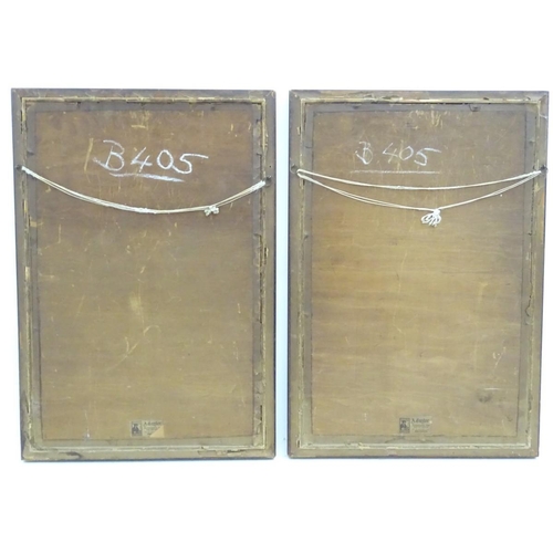 147 - A pair of Victorian decoupage feather and painted bird pictures, depicting hanging dead game, a red ... 