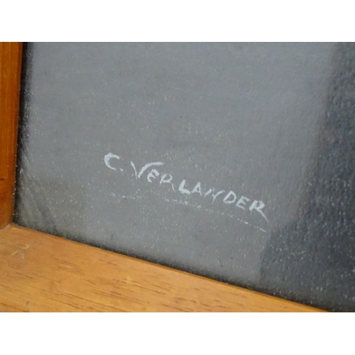 155 - C. Verlander, XX, Pencil, Ducks in flight in a wetlands landscape. Signed lower left. 15 1/2 x 20 1/... 