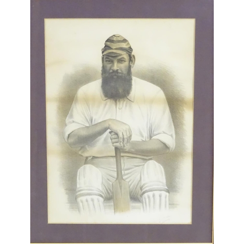 163 - **WITHDRAWN FROM AUCTION** XIX-XX, Lithograph, A portrait of cricketer W. G. Grace (1848-1915) of Ma... 