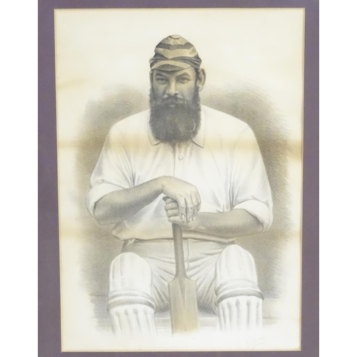 163 - **WITHDRAWN FROM AUCTION** XIX-XX, Lithograph, A portrait of cricketer W. G. Grace (1848-1915) of Ma... 