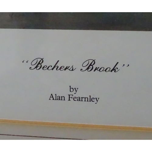 177A - After Alan Fearnley, Coloured Print, Grand National image, Bechers Brook. Signed under by Lord John ... 