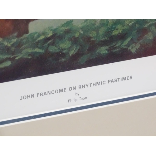 178 - After Philip Toon, XX, Signed limited edition print no. 237/350, Horse racer John Francombe on Rythm... 
