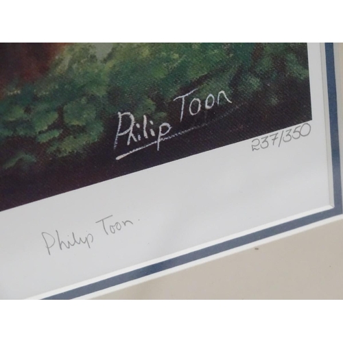 178 - After Philip Toon, XX, Signed limited edition print no. 237/350, Horse racer John Francombe on Rythm... 