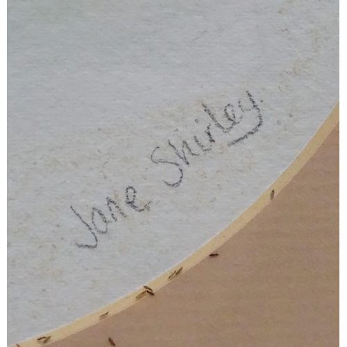 182 - Jane Shirley, XX, Watercolour, a tondo, A head of a bay horse. Signed lower right. Approx. 6 1/4'' d... 