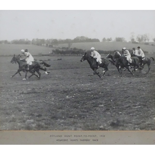 186 - Three monochrome horse racing photographs, to include the 1938 Hawsworth Hunt Point-To-Point Members... 