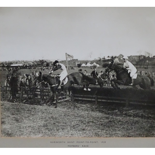 186 - Three monochrome horse racing photographs, to include the 1938 Hawsworth Hunt Point-To-Point Members... 