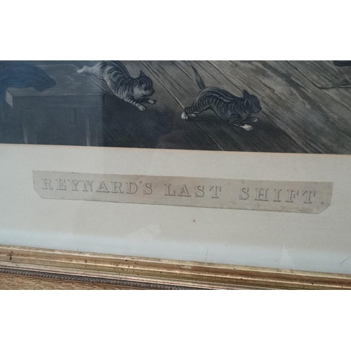 192 - After John Collet (c.1725-1780) Hand coloured mezzotint in arch shaped mount, Reynards Last Shift, A... 