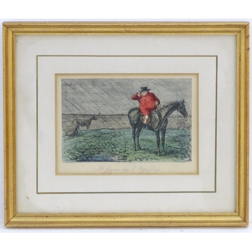 203 - After John Leech (1817-1864), Hand coloured engraving,  Mr Jorrocks has a Bye Day,  Mr Jorrocks on h... 