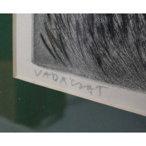 206 - Hungarian School, XX, Etching, A hunting scene with a woman riding side saddle and huntsmen with hor... 