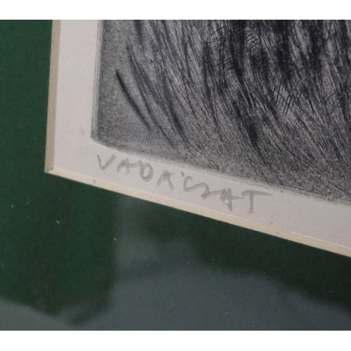 206 - Hungarian School, XX, Etching, A hunting scene with a woman riding side saddle and huntsmen with hor... 