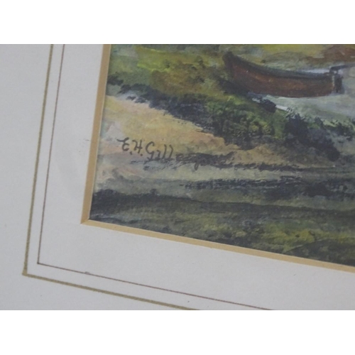 219 - E. H. Gillespie, XX, Watercolour, View of Turret Dam from Bridge, A Scottish landscape with two fish... 