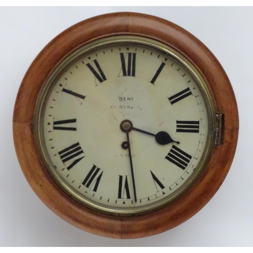 1199 - Dent -  61 Strand London : A Victorian mahogany cased dial clock with Roman 10