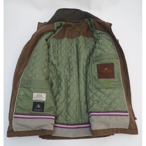 313 - A Laksen Thrie Estaits tweed Tyne coat / jacket, size L