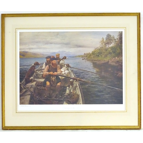 129 - After John Richardson, Limited edition lithographic print, no. 312/500, Rowing to the Moor, Fisherme... 