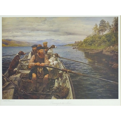 129 - After John Richardson, Limited edition lithographic print, no. 312/500, Rowing to the Moor, Fisherme... 