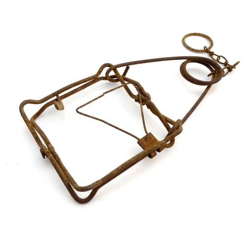 108 - Antique trap: an early 20thC spring rat trap, 10