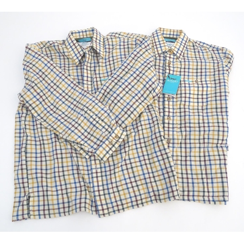 336 - Two Bonart checked shirts, one 32cm, the other 30cm (2)