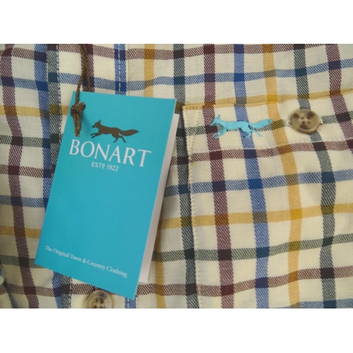 336 - Two Bonart checked shirts, one 32cm, the other 30cm (2)