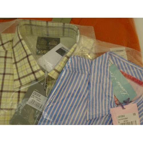 344 - Box of assorted items to include, three orange Laksen V neck jumpers size XL2; 15 Laksen stalker cap... 