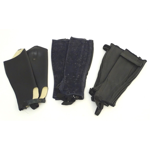 350 - Three pairs of child / small adult black chaps / gaiters (3)