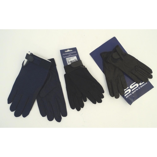 351 - Two pairs of children's black riding gloves, to include one leather pair and one cotton pair. Togeth... 