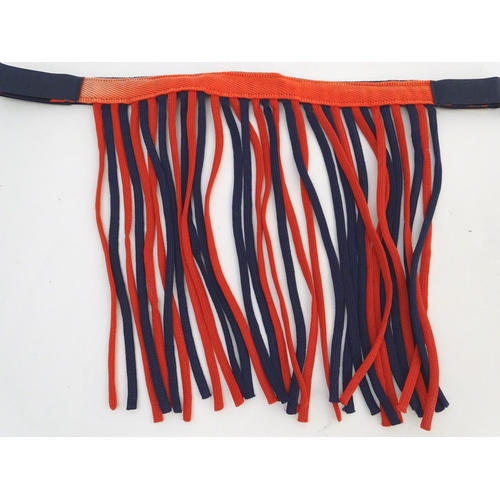 354 - Assorted equestrian items to include riders hair nets, a fly fringe and 2 red fillet strings