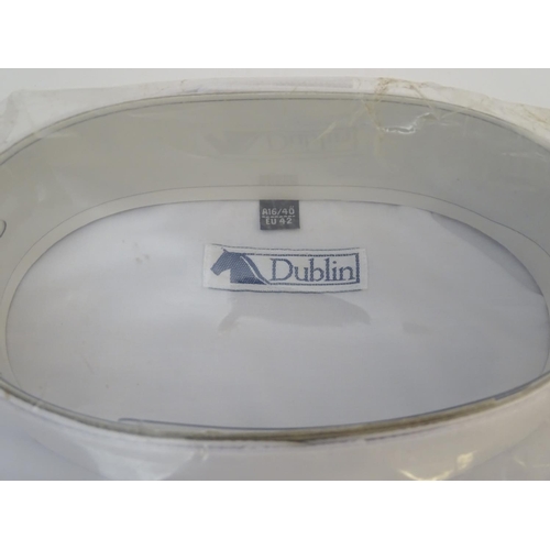 368 - Assorted horse riding items, to include two Dublin ladies show shirts, size EU 42 and EU 40, with ta... 