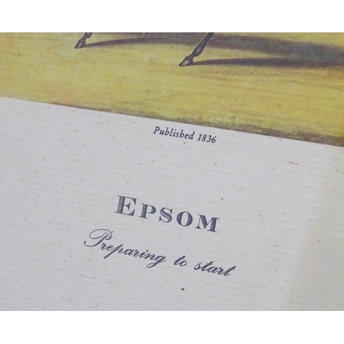 179 - George Hunt (1803-1877), After James Pollard (1792-1867), Colour engraving, Epsom, Preparing to Star... 