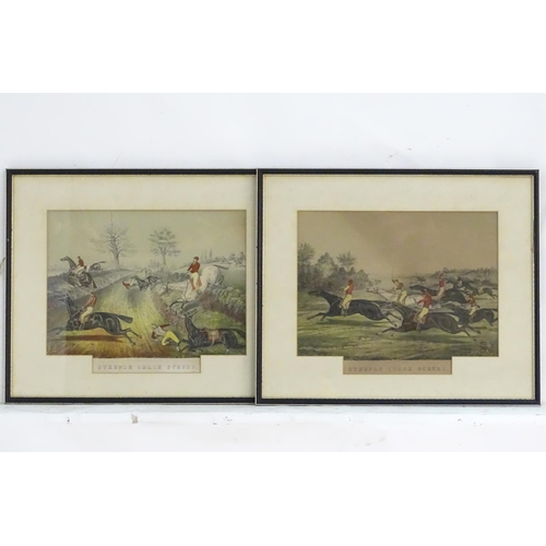 184 - XIX, Hand coloured engravings, A pair of Steeple Chase Scenes, by F. Sala & Co. Berlin. Approx. 10
