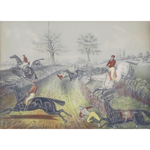 184 - XIX, Hand coloured engravings, A pair of Steeple Chase Scenes, by F. Sala & Co. Berlin. Approx. 10