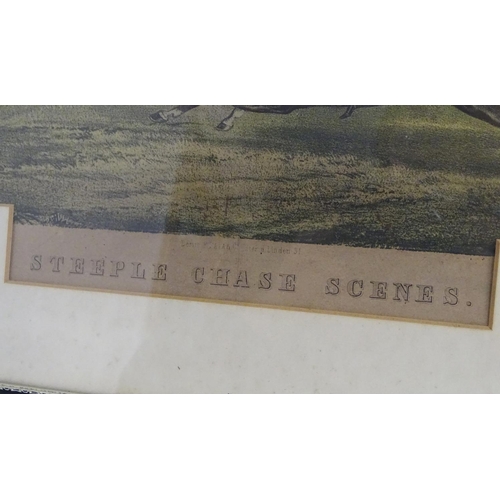 184 - XIX, Hand coloured engravings, A pair of Steeple Chase Scenes, by F. Sala & Co. Berlin. Approx. 10