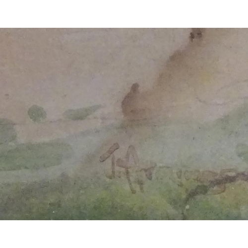 185 - Manner of Sir Alfred James Munnings (1878-1959), Watercolour, Horses and figures on a village road w... 