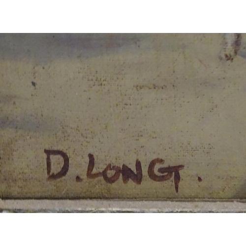 193 - D. Long, XIX, English School, Oil on canvas, A country landscape with a pack of hounds / hunting dog... 
