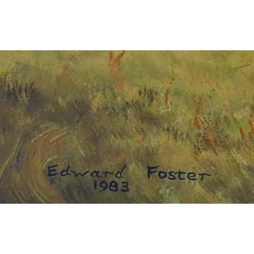 196 - Edward Foster, XX, Oil on canvas, Bicester Hunt with Whaddon Chase, depicting huntsman crossing a he... 