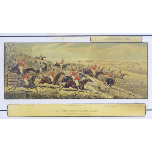 198 - After John Dean Paul (1775-1852), Hand coloured hunting engravings, A Struggle for the Start, The Fi... 