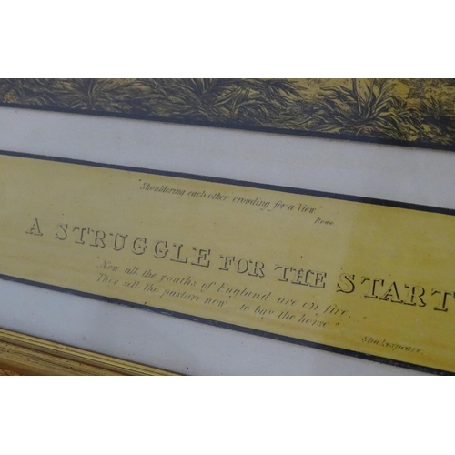 198 - After John Dean Paul (1775-1852), Hand coloured hunting engravings, A Struggle for the Start, The Fi... 