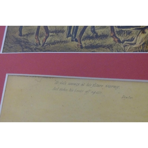 198 - After John Dean Paul (1775-1852), Hand coloured hunting engravings, A Struggle for the Start, The Fi... 