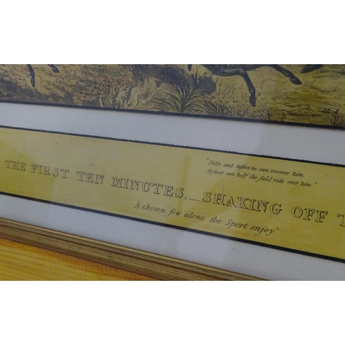 198 - After John Dean Paul (1775-1852), Hand coloured hunting engravings, A Struggle for the Start, The Fi... 