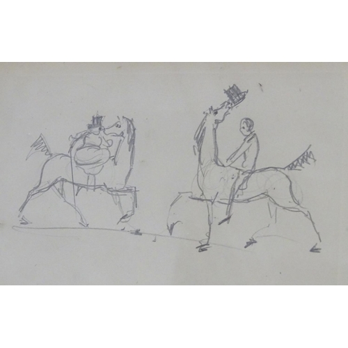 202 - Edwin Landseer Lutyens (1869-1944), Pencil, A sketch depicting two gentlemen on horse back, one hors... 