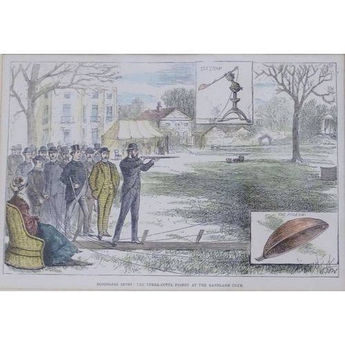 212 - After J. F. W. (XIX), Hand coloured engraving, Bloodless Sport : The Terracotta Pigeon at the Ranela... 