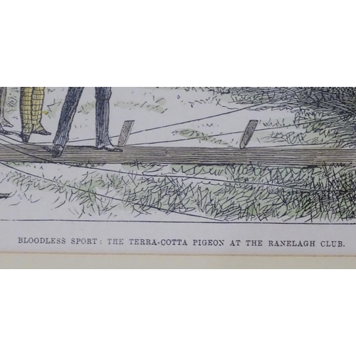 212 - After J. F. W. (XIX), Hand coloured engraving, Bloodless Sport : The Terracotta Pigeon at the Ranela... 