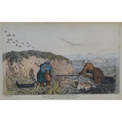 213 - After Henry Thomas Alken (1785-1851), Hand coloured shooting etchings, Bank Shooting for Fowl, Pheas... 