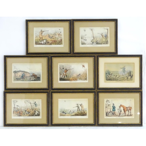 213 - After Henry Thomas Alken (1785-1851), Hand coloured shooting etchings, Bank Shooting for Fowl, Pheas... 