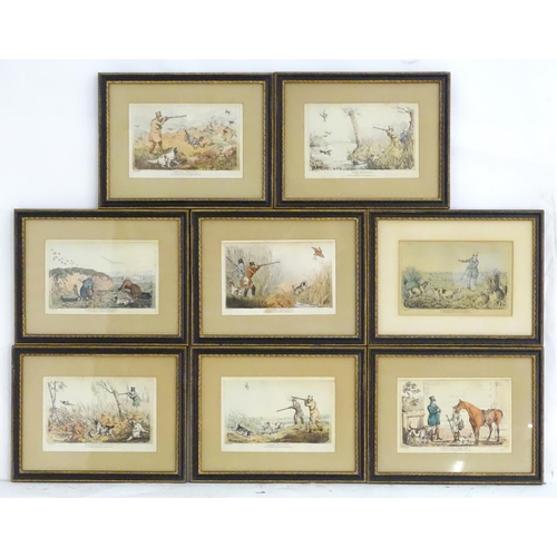 213 - After Henry Thomas Alken (1785-1851), Hand coloured shooting etchings, Bank Shooting for Fowl, Pheas... 