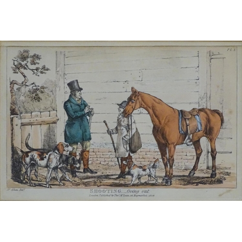 213 - After Henry Thomas Alken (1785-1851), Hand coloured shooting etchings, Bank Shooting for Fowl, Pheas... 