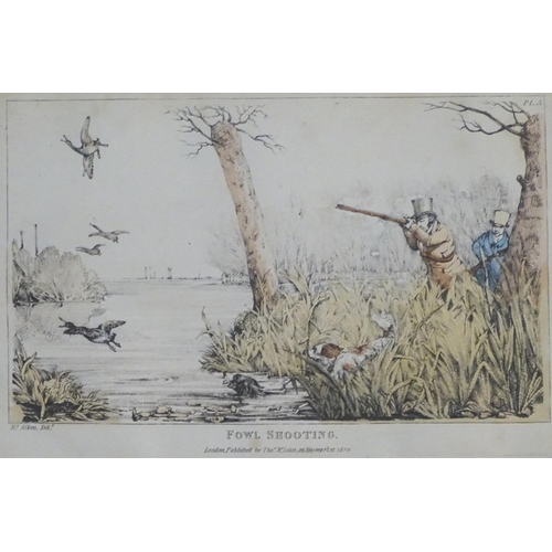213 - After Henry Thomas Alken (1785-1851), Hand coloured shooting etchings, Bank Shooting for Fowl, Pheas... 