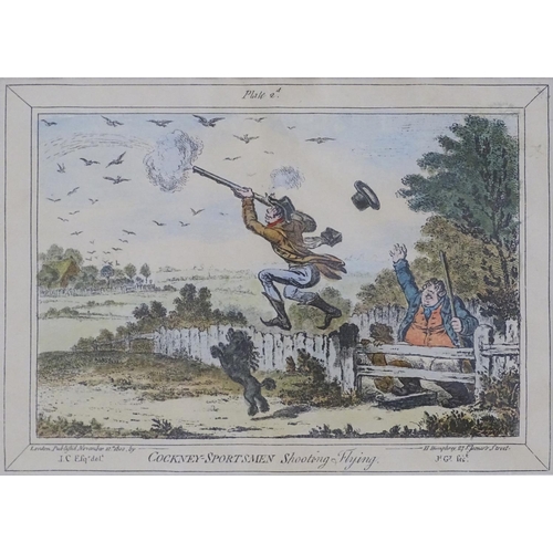 215 - After James Gillray (1756-1815), Hand coloured etchings, A set of four images from the Cockney Sport... 