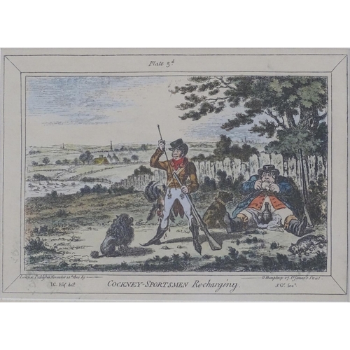 215 - After James Gillray (1756-1815), Hand coloured etchings, A set of four images from the Cockney Sport... 