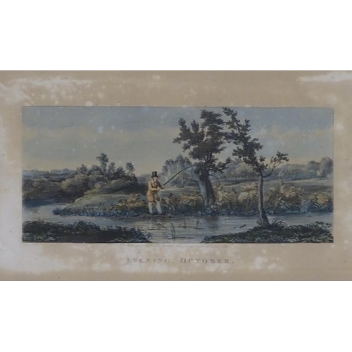 215A - H. Pyall (1795-1833), After G. Jones, Hand coloured aquatints, May, Fly Fishing, and Evening October... 