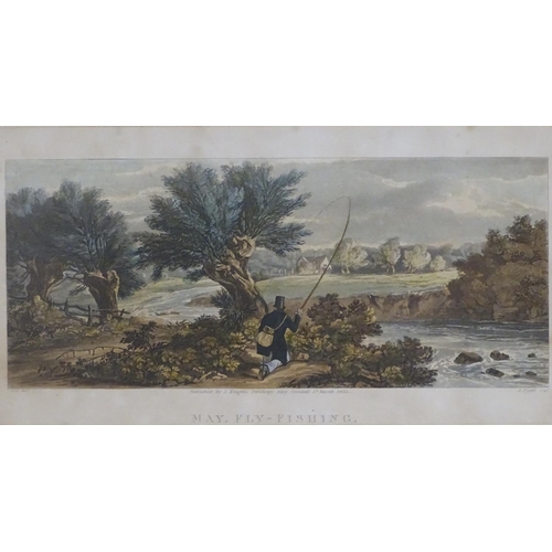 215A - H. Pyall (1795-1833), After G. Jones, Hand coloured aquatints, May, Fly Fishing, and Evening October... 